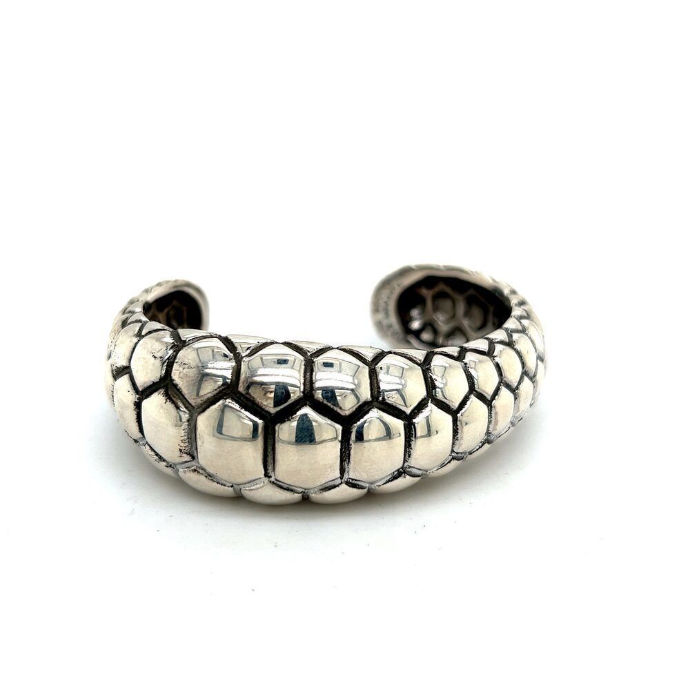 Tiffany & Co Bangle Bracelet 7.5" Medium Beehive Design Sterling Silver TIF885 - Picture 6 of 7